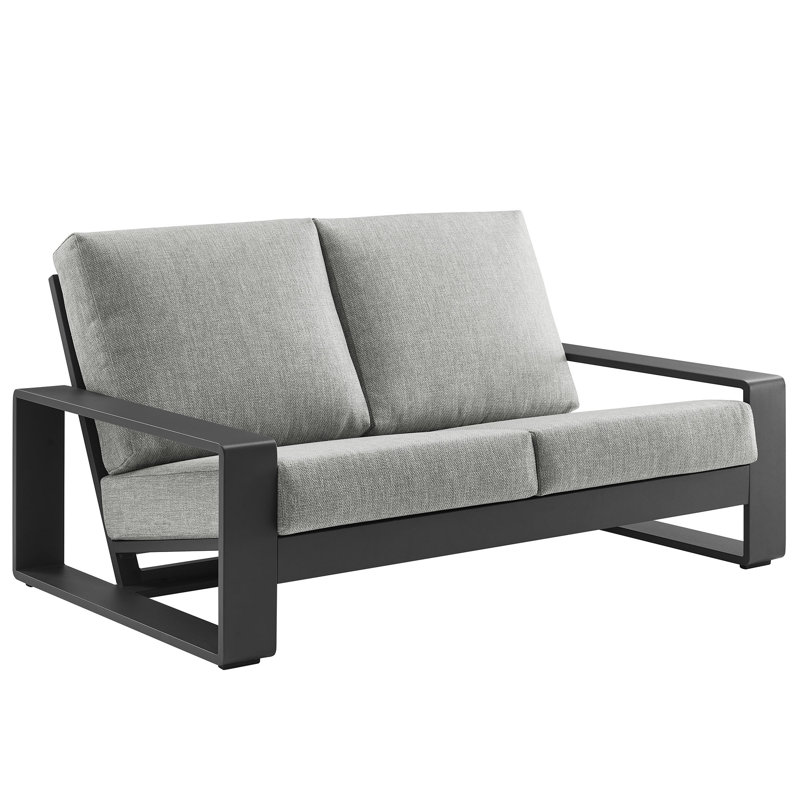 Lirienne Outdoor Patio Aluminum Loveseat, Gray, Light Gray