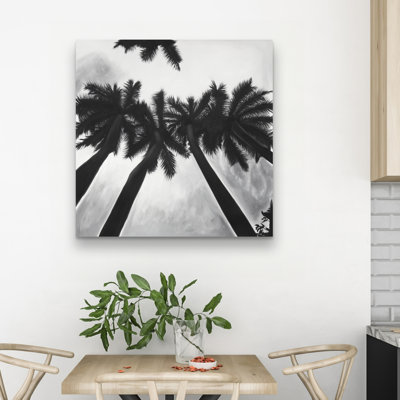 Monochrome palm trees - 32"x32" art on canvas