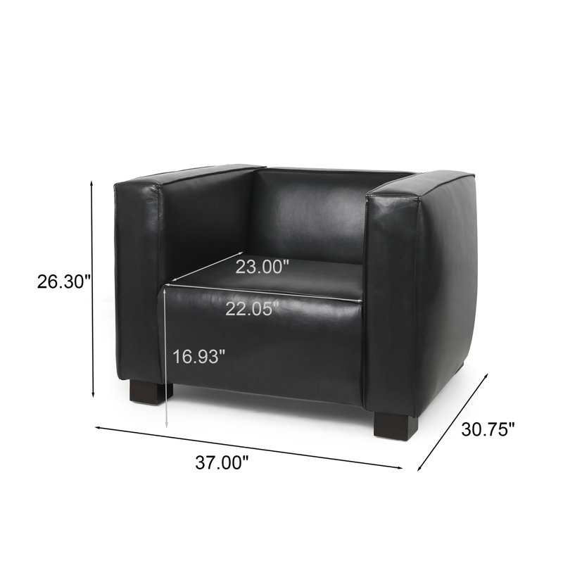 Suheil Faux Leather Club Chair, Midnight Faux Leather