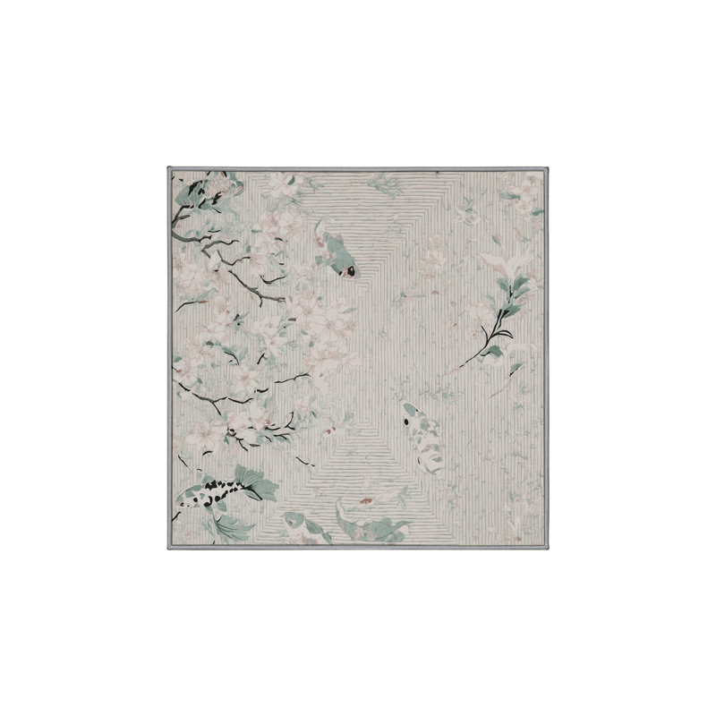 Tapis gris lavable à la machine, Carré 8 pi