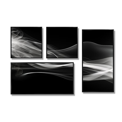 Abstraction contemplative noire I - décoration murale noire 4 pièces
