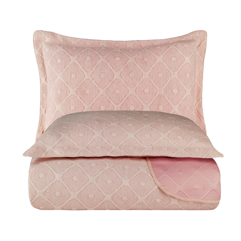Blush Flannel Queen Bedspread Set with Pillow Shams