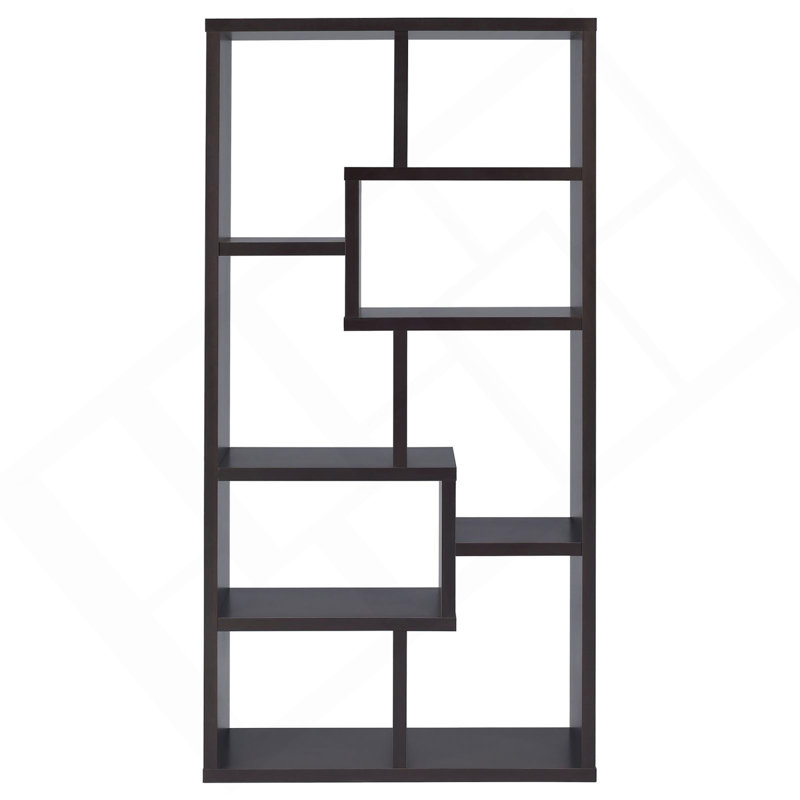8-Shelf Cappuccino Geometric Bookcase, Cappuccino