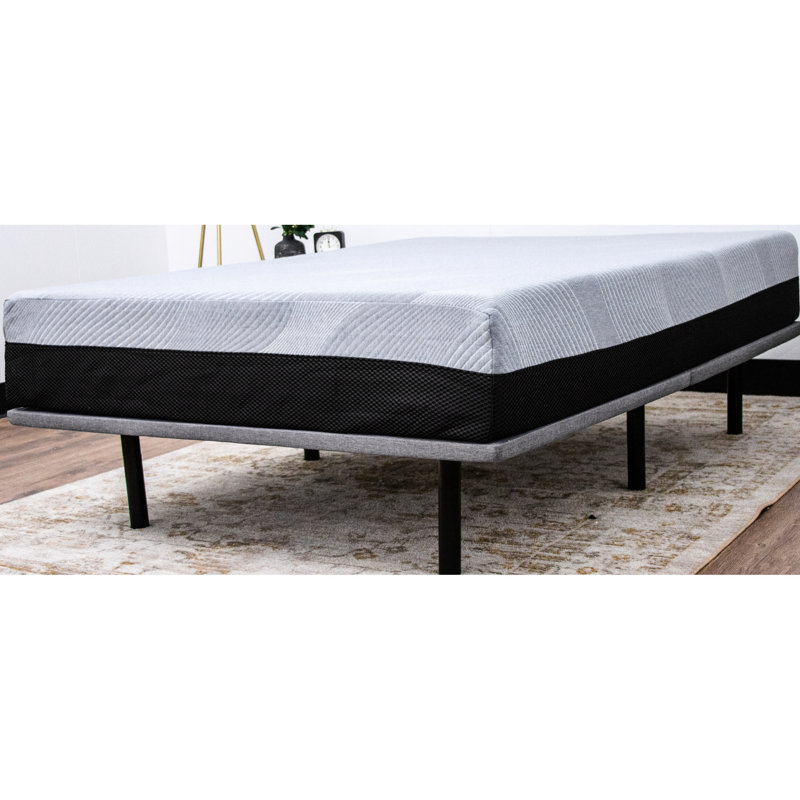 X Series Full Upholstered Platform - Gray Fabric, Construction, Adjustable Legs, 1000 Lbs Max Load Modern Black & Gray, Strong