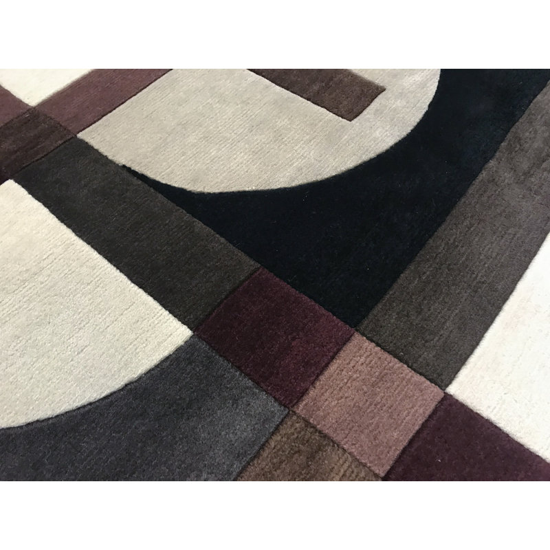 Tapis brun, noir et beige noué à la main de haute qualité