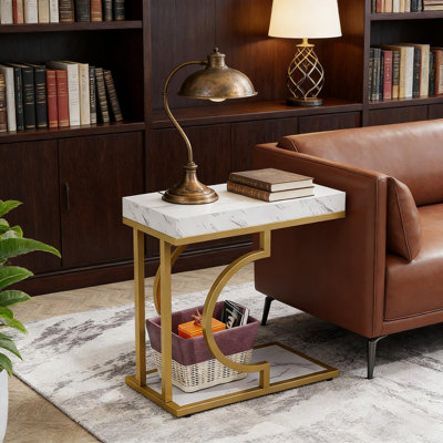 1 pièce, armoire de table d'appoint avec canapé, table, mini table basse, salon, petit espace, petite table à thé en forme de C, table de vestibule compacte, table de chevet, table d'appoint