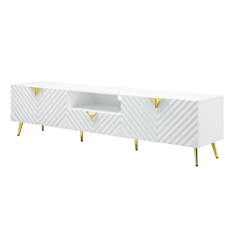 Meuble télé pour téléviseur de 78 po ou moins, Blanc, Bois manufacturé