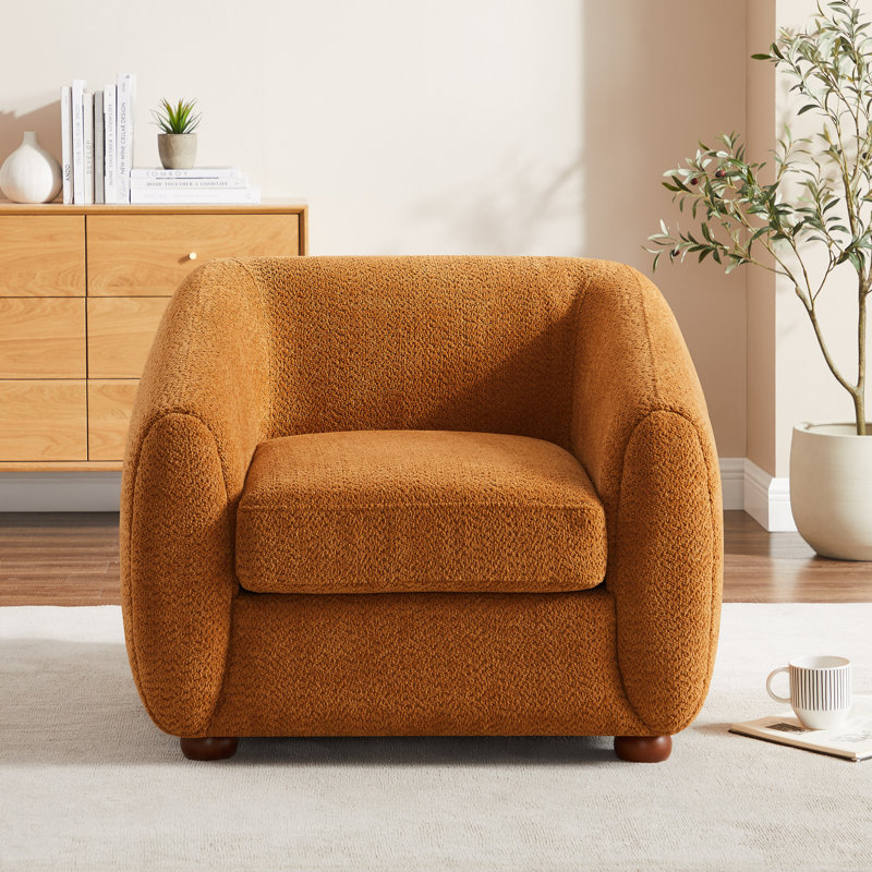 36.6 inch Upholstered Armchair, Curry Polyester