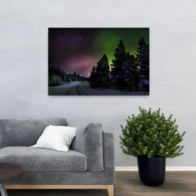 Aurora Borealis Or Northern Lights Lapland Sweden Dramatic Peaceful Tranquil Winter Landscape Art