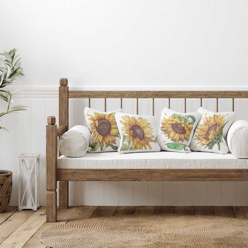 Coussin décoratif imprimé Modern Farmhouse Sunflowers par Studio 731 rep. Levison Designs