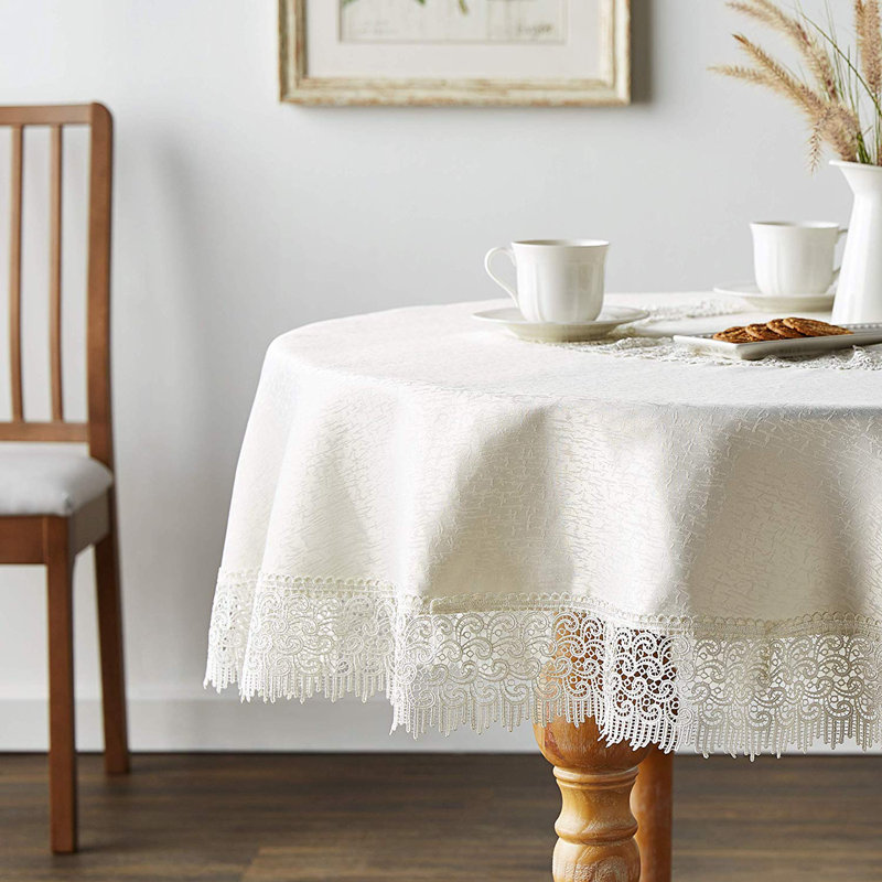 Alienor Solid Colour Tablecloth, Round 70", Ivory