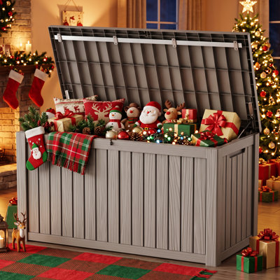 260 Gallon Resin Deck Box Seat for Indoor and Outdoor Storage