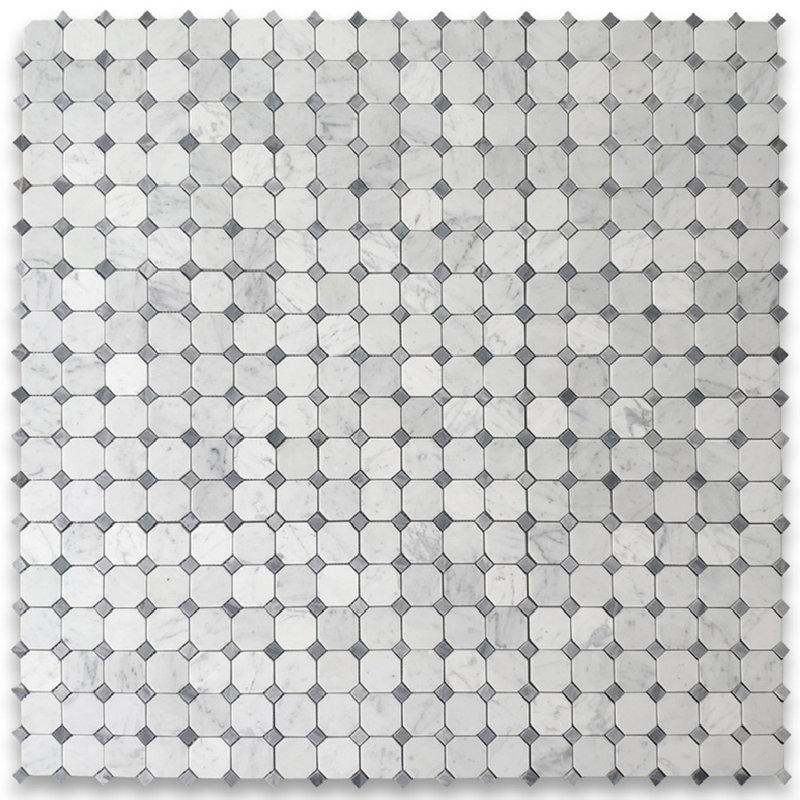 12" x 12" Marble Octagon and dot Mosaic Wall & Floor Tile