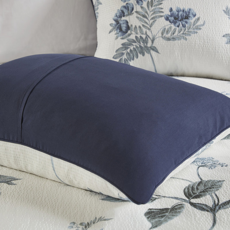 Édredon et jeté en seersucker imprimé, double / grand, motif floral bleu, protection 7 pièces avec seersucker floral, assurance de la qualité