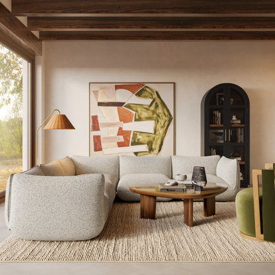 Coleby Stone White Basketweave Modular L-sectional