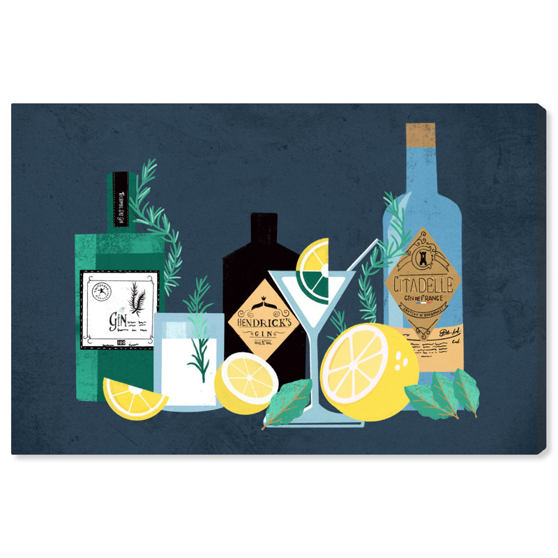 Gin Tonics - Impression sur toile, H 36 po x l 54 po, Toile tendue