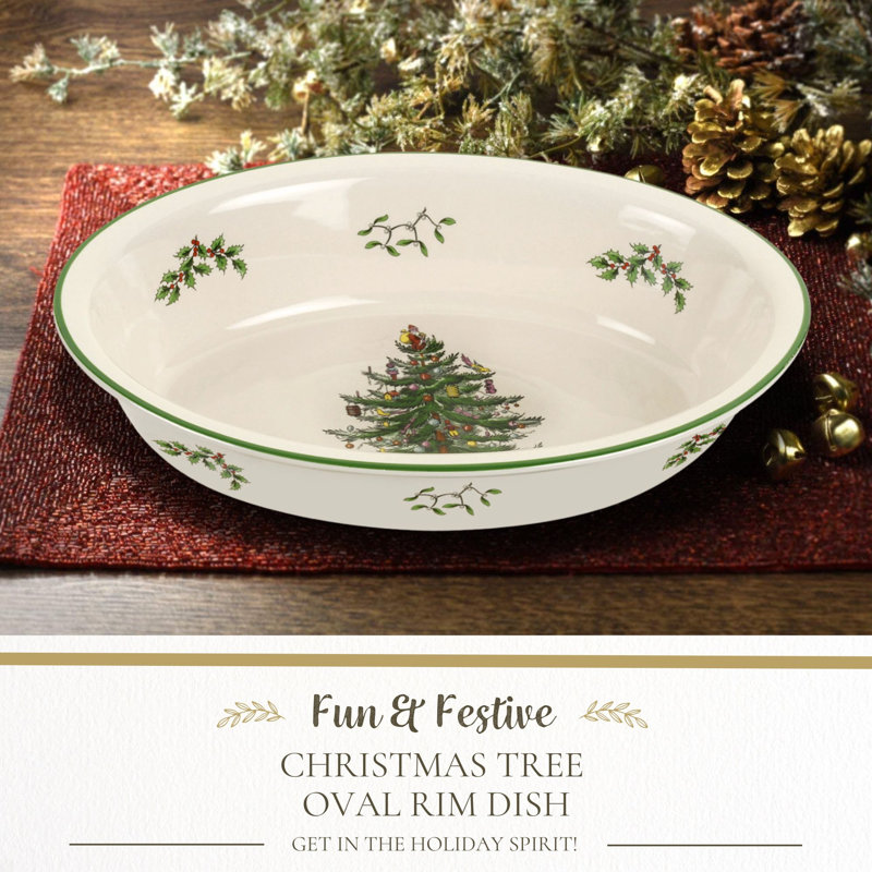Spode Christmas Tree Oval Rim Dish 12.5"