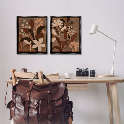 Modern Boho Flower Bundle 2 PC Framed Floater Canvas Set by Cat Thurman Designs