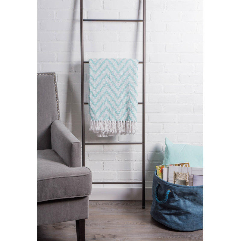  Jeté en coton à chevrons, Turquoise