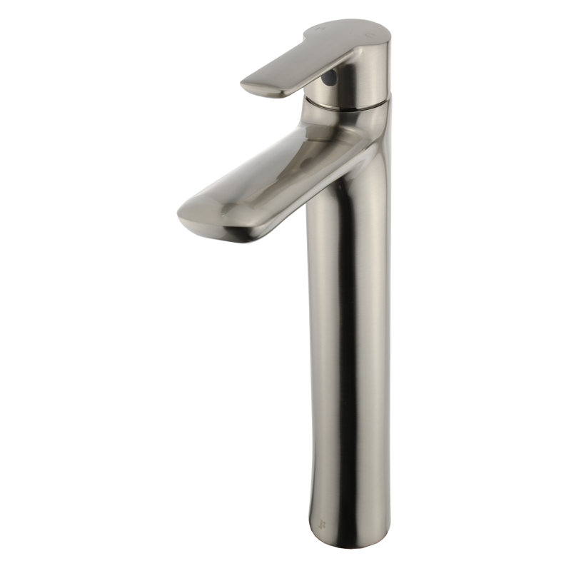 Round Single Hole Vessel Sink Bathroom Faucet, Nickel