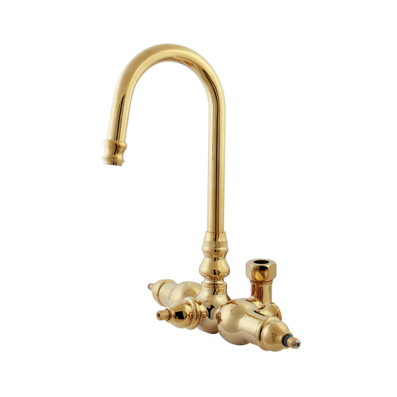 Wall Mounted Tub Spout, Polished Brass