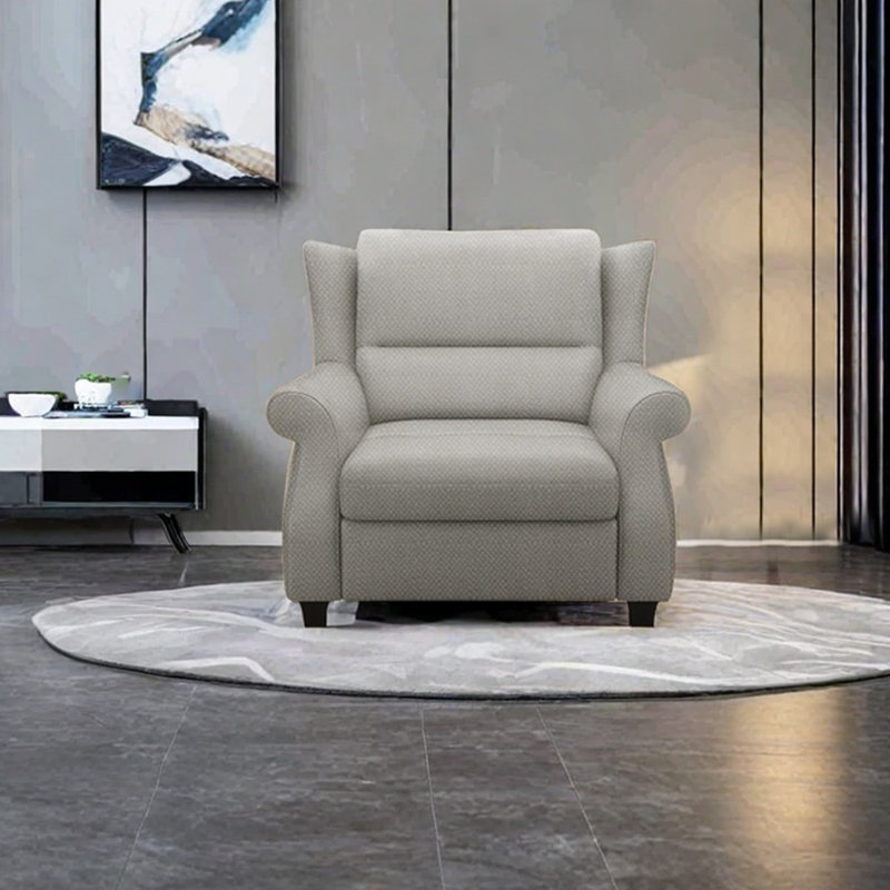 Ergonomically designed cotton and linen recliner, Cream Yellow
