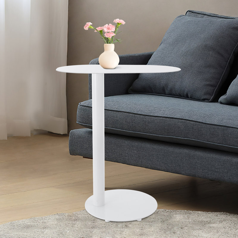 Table d'appoint en métal 20 po, Blanc