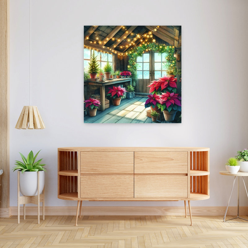Abri de jardin poinsettia rustique abstrait contemporain, H 36 po x l 36 po