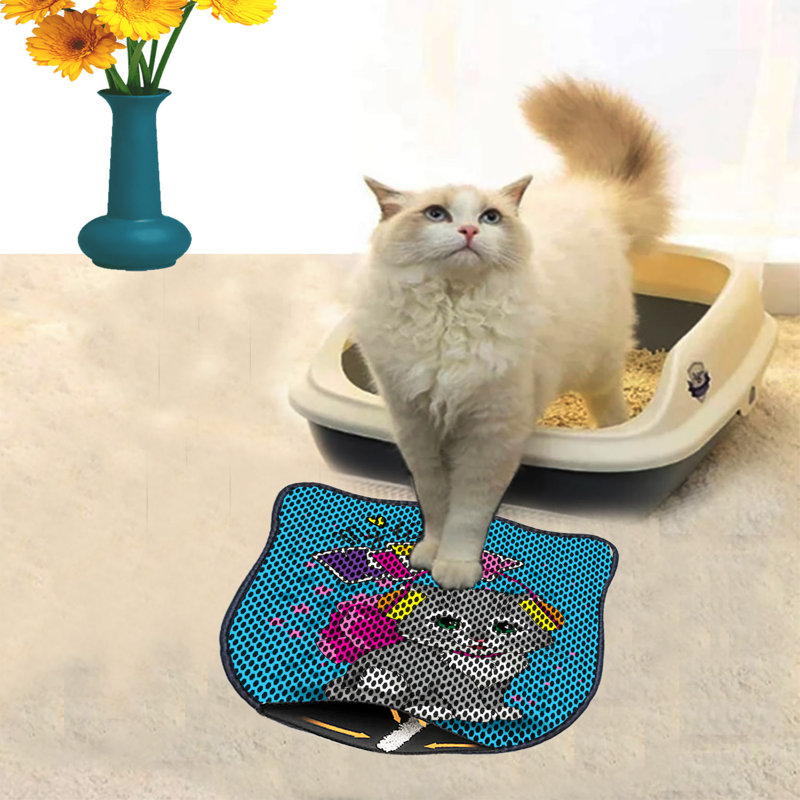Durable Cat Litter Mat, 15.7 x 19.7 inches | 50% PVC / 50% Polyester, Machine Washable & Vacuum Friendly | Perfect for Easy Cleanup, Non-Slip Design to Keep Your Home Clean & Fresh, Ideal for Pet Owners