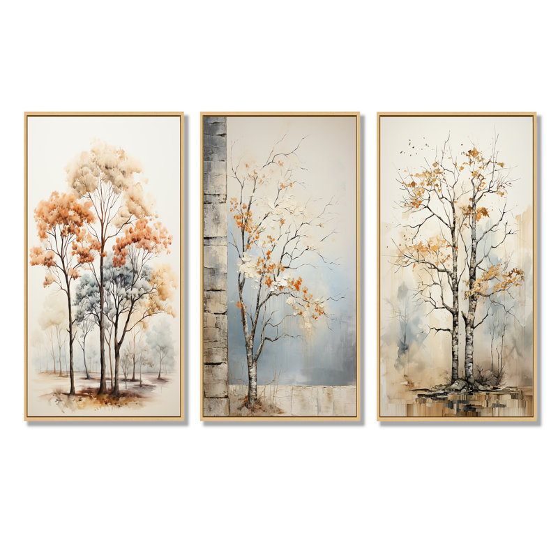 Doux tons neutres arbre chêne harmonie, Cadre flottant brun, H 40 po x l 60 po