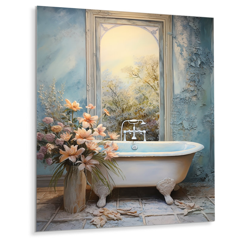 Bathroom Oasis II - Art mural en métal pour salle de bain, H 20 po x l 12 po x P 1 po