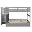 Lit superposé double au-dessus de double avec lit gigogne simple, gris