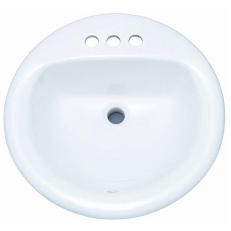 Proflo 19'' Vitreous China Circular Bathroom Sink with Overflow