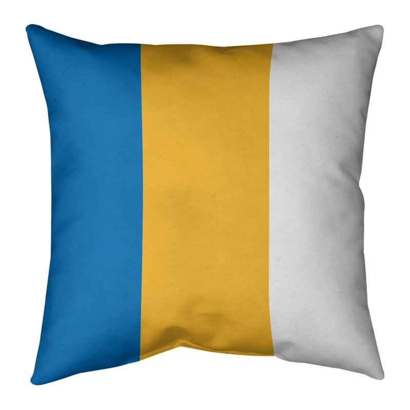 Coussin Golden State, 14 po x 14 po, Bleu royal / or / blanc