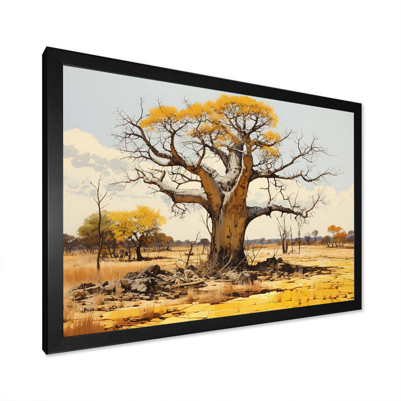 Desert Baobabs Resistance sur toile, Cadre photo noir simple, H 34 po x l 44 po x P 1,5 po