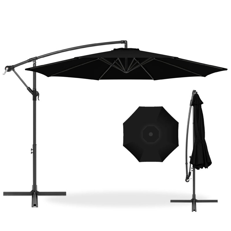 Parasol en porte-à-faux 10 pi Montre, Noir