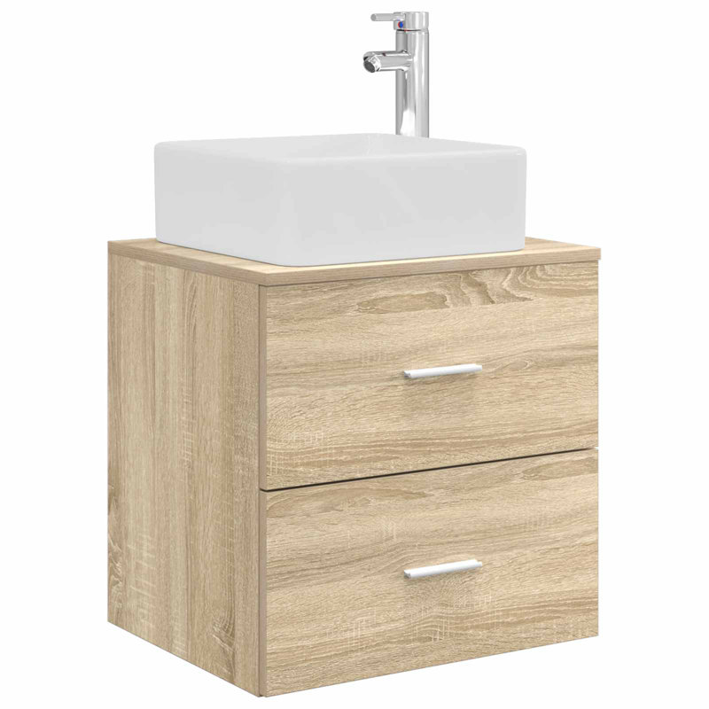 Single Bathroom Vanity with Ceramic Basin, Sonoma Oak