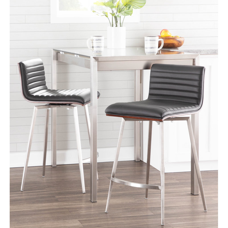 Middlebrook Swivel Upholstered Counter Stool with Metal Frame, Black