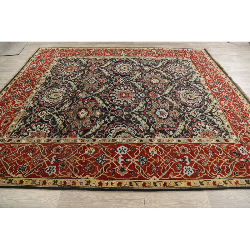 Tapis décoratif en laine de conception unique 8 pi x 9 pi 5 po noué à la main New Age