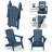 Folding Adirondack Chair Weather-Resistant HDPE Outdoor Fire Pit Chair With 2 Cup Holder-80196694