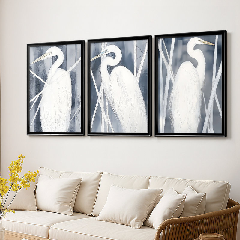 ANIMALS Series CECLxxIV - Toile sur toile tendue avec châssis encadré - 3 pièces, H 21 po x l 30 po, Noir