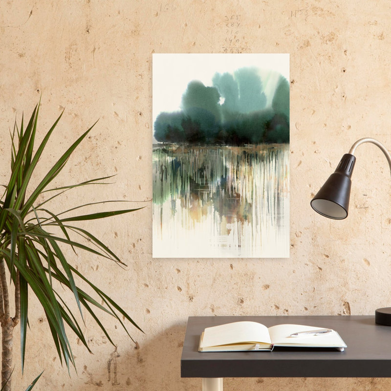 Reflets d'une forêt brumeuse I, art contemporain abstrait paysage naturel, H 24 po x l 16 po