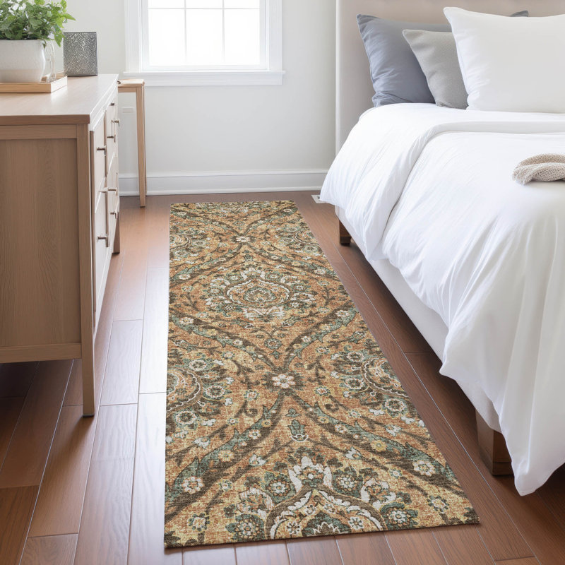 Machine Washable Indoor/Outdoor Chantille ACN2703 Global Rug, 2'3" x 7'6" Runner, Copper