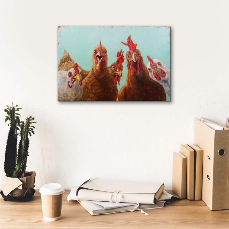 «Chicken for Dinner» par Lucia Heffernan, art mural sur toile, H 12 po x l 18 po x P 0,75 po