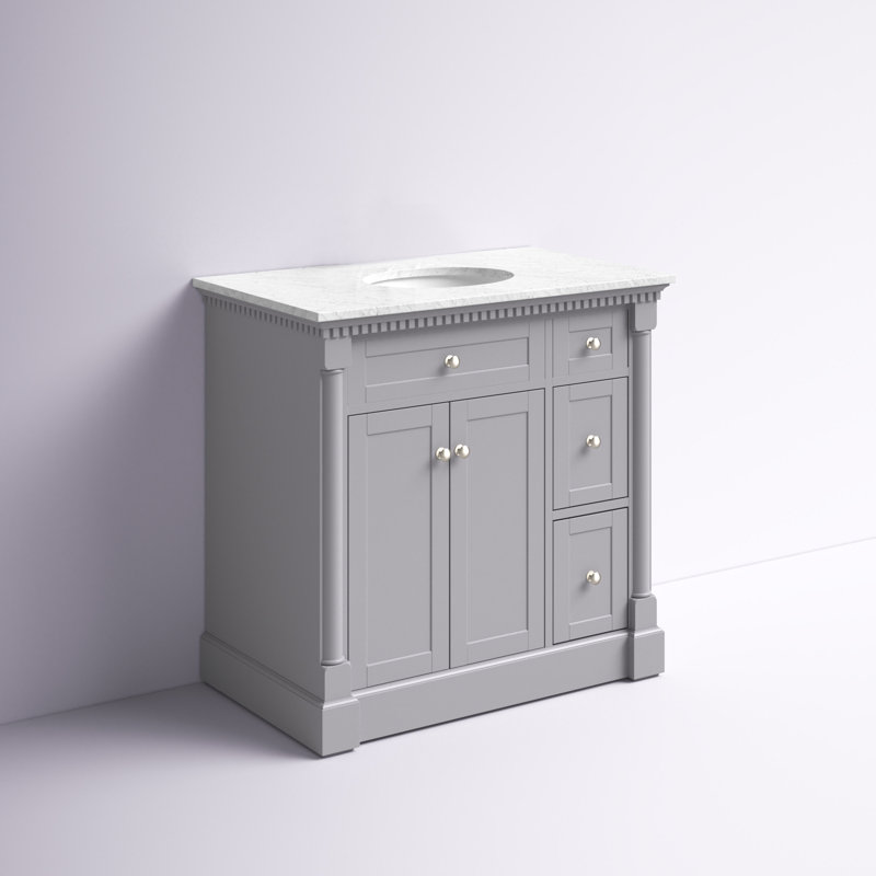 36'' Single Bathroom Vanity with Marble Top, Gray