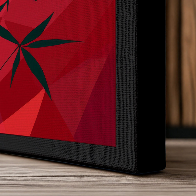 Crimson Bamboo Japandi - Wrapped Canvas, 18x12 - 45.7 x 30.5 cm, Black Border