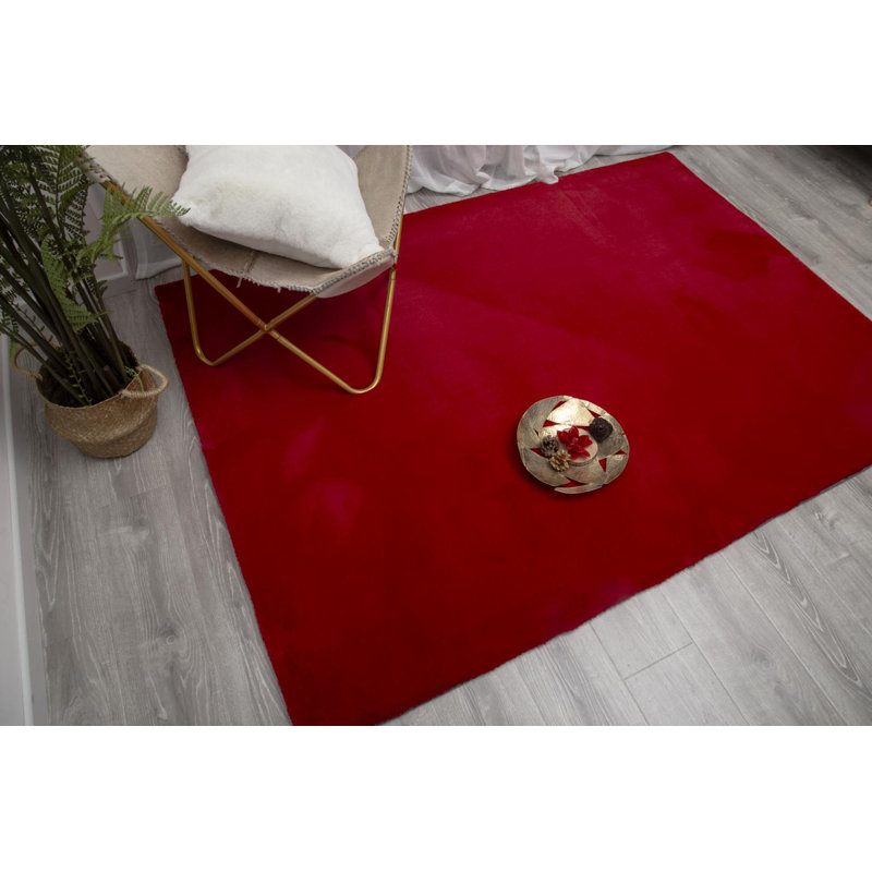 Tapis de zone rouge poils longs Baptiste, Rectangle 7 pi 6 po x 9 pi 6 po