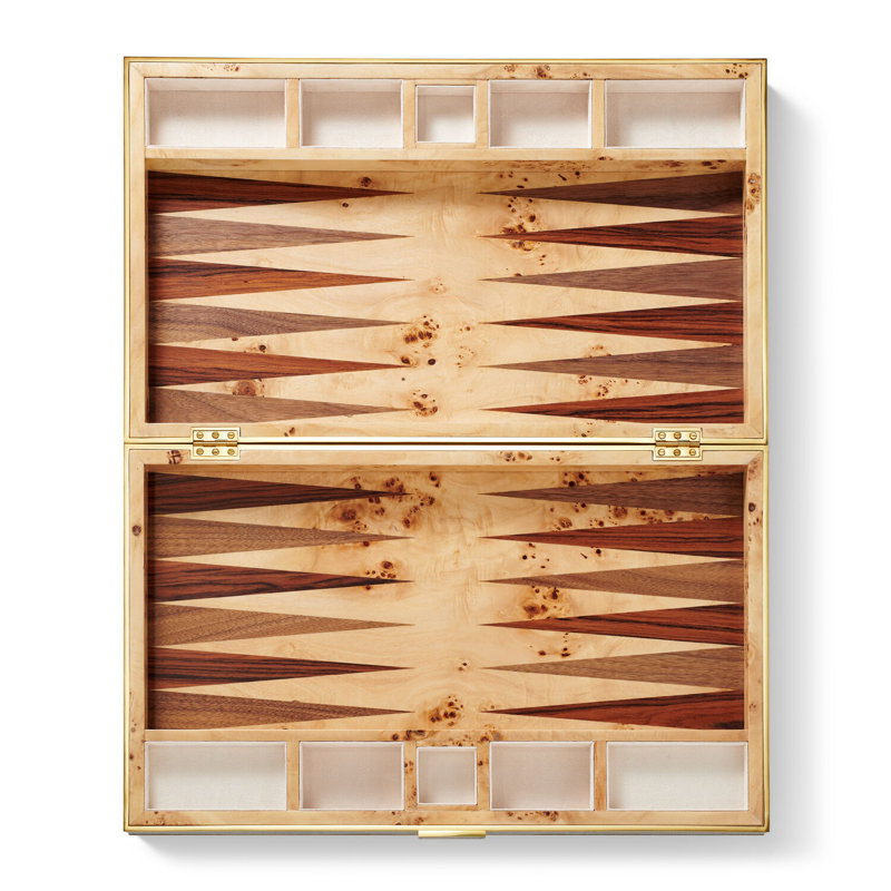 Luxurious Croc Embossed Leather and Brass Backgammon Set