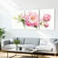 Pivoine rose, aquarelle sur toile, ensemble de 3 panneaux, impression botanique élégante pour le salon ou la chambre à coucher-832401771