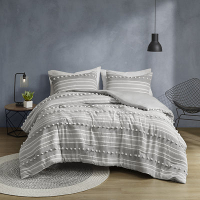 Ensemble d'édredon rayé en jacquard Rowan